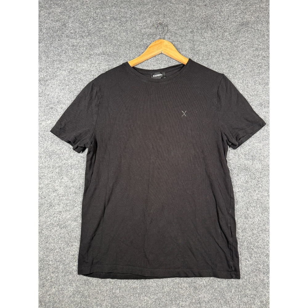 Express T-Shirt Mens Medium Black Cotton Stretch Crew Neck Minimalist Everyday